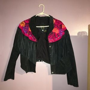 Vintage 80s Chasser Fringe Suede Jacket